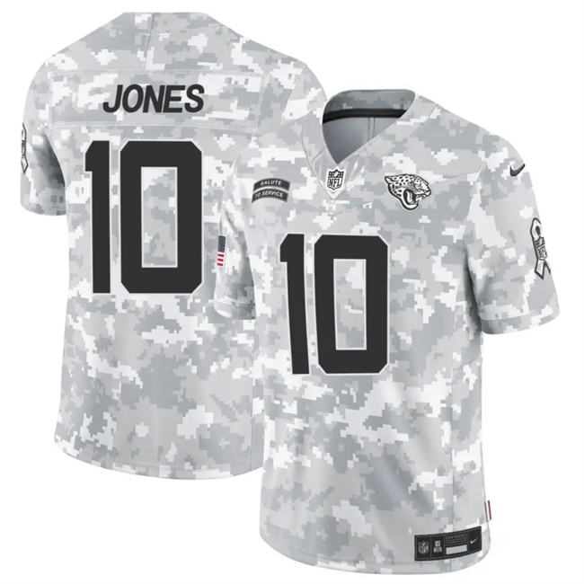Men's Arctic Camo Jacksonville Jaguars #10 Mac Jones 2024 F.U.S.E Salute to Service Limited Stitched Football Jersey